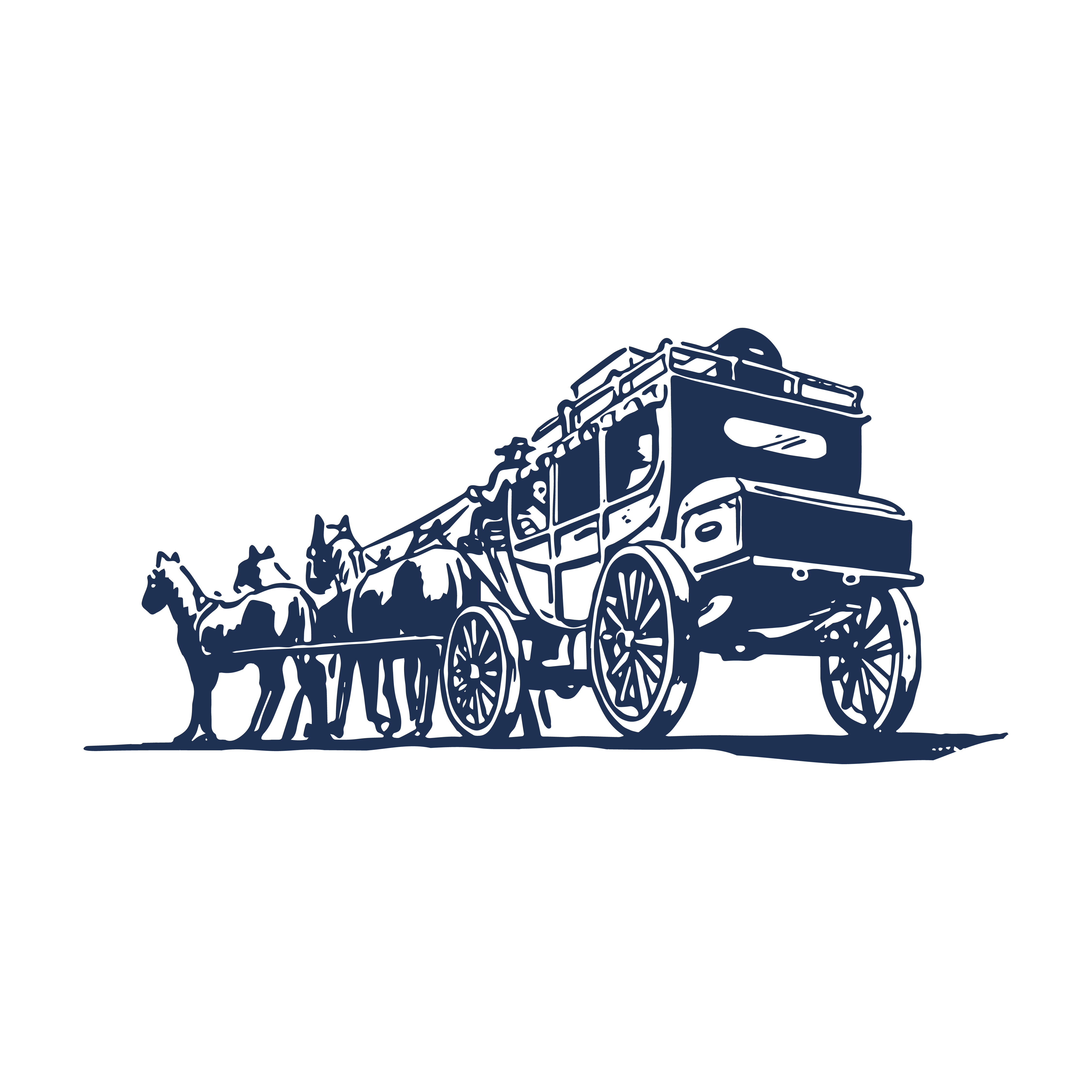 Navy Blue Stagecoach Driving Away Illustration